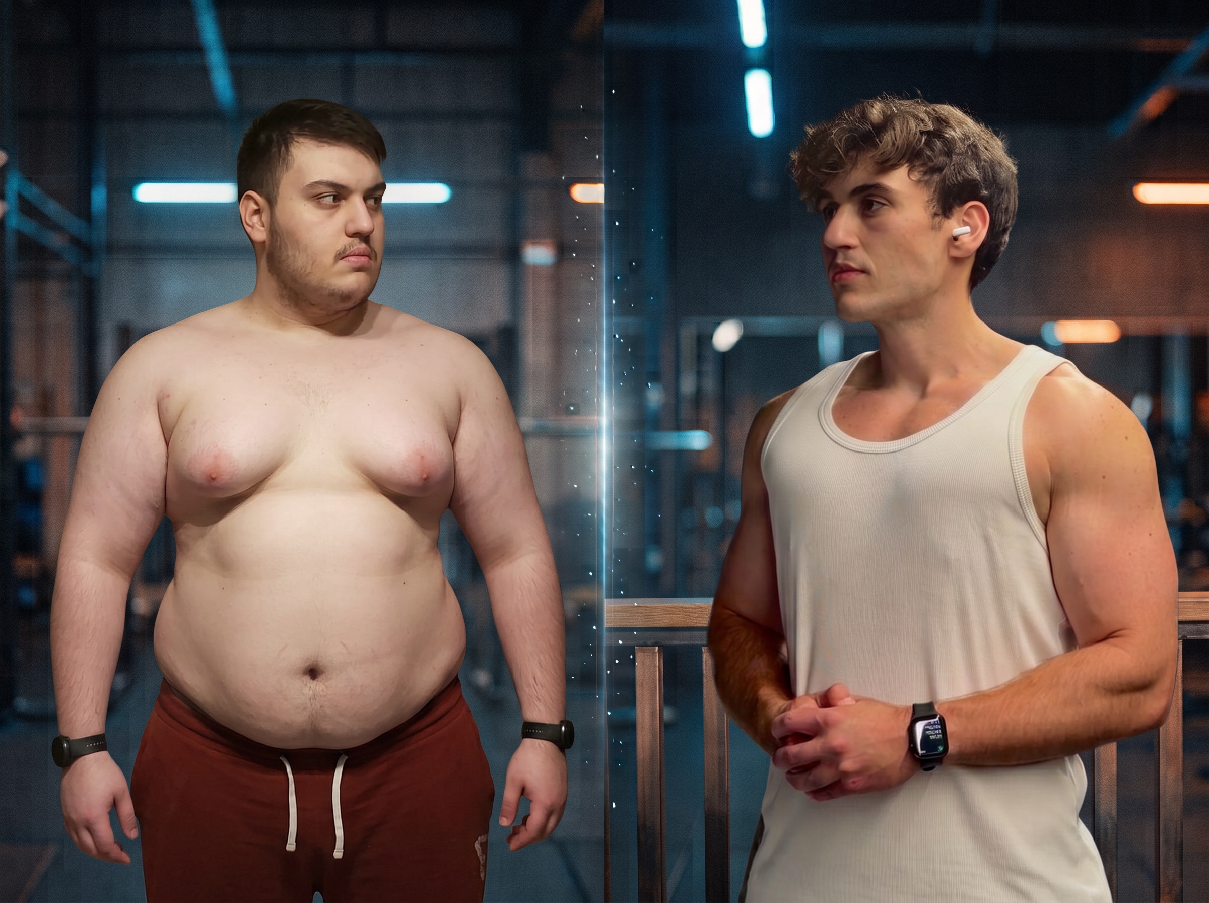 Transformation physique, avant et après