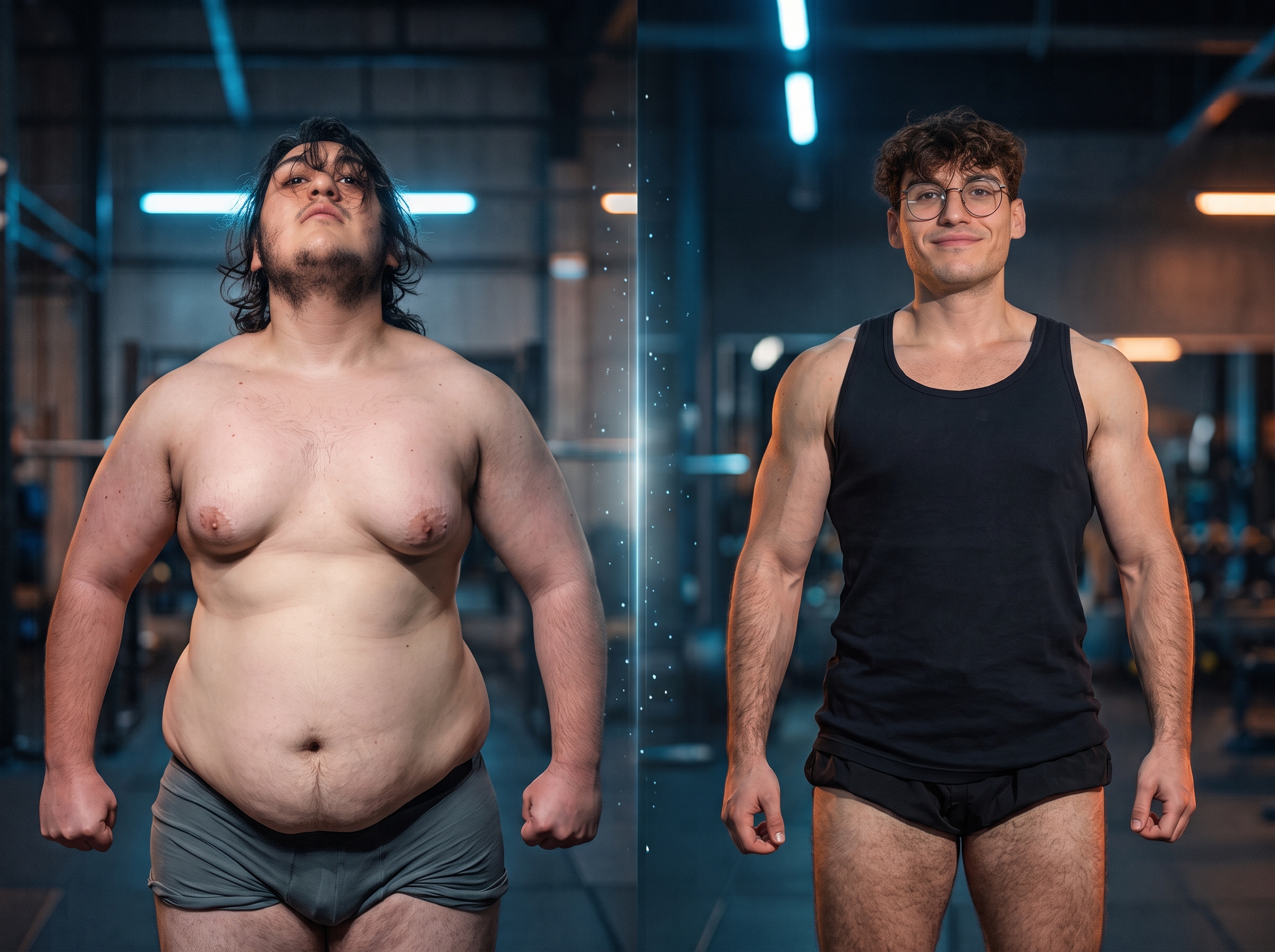 Transformation physique, avant et après